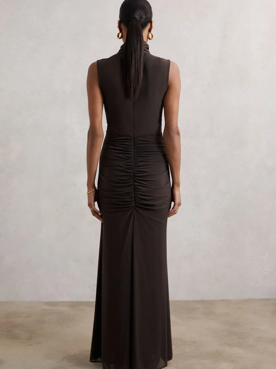 Reiss Grape Daniella Ruched Sleeveless Maxi Dress
