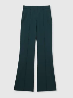 Reiss Green Jade Wool-Blend Wide-Leg Suit Trousers