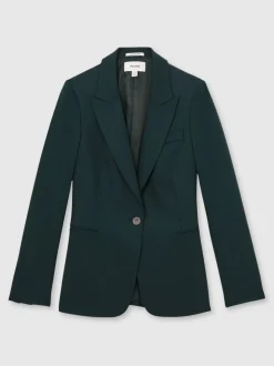 Reiss Green Jade Wool-Blend Single-Breasted Suit Blazer