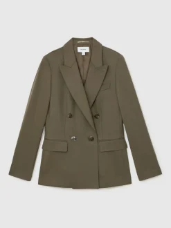 Reiss Green Solene Wool-Blend Double-Breasted Suit Blazer