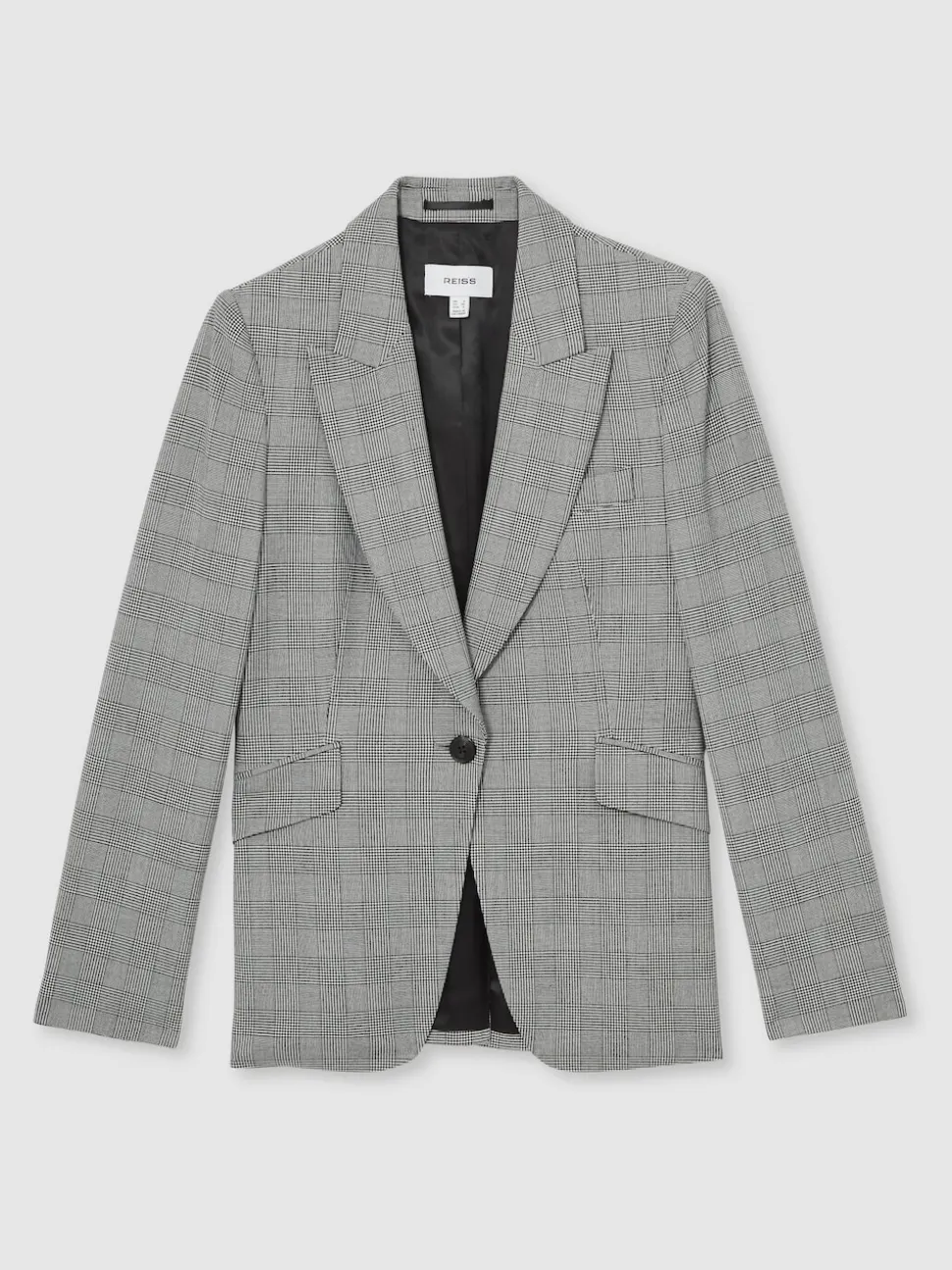 Reiss Grey Brooklyn Single-Breasted Check Suit Blazer