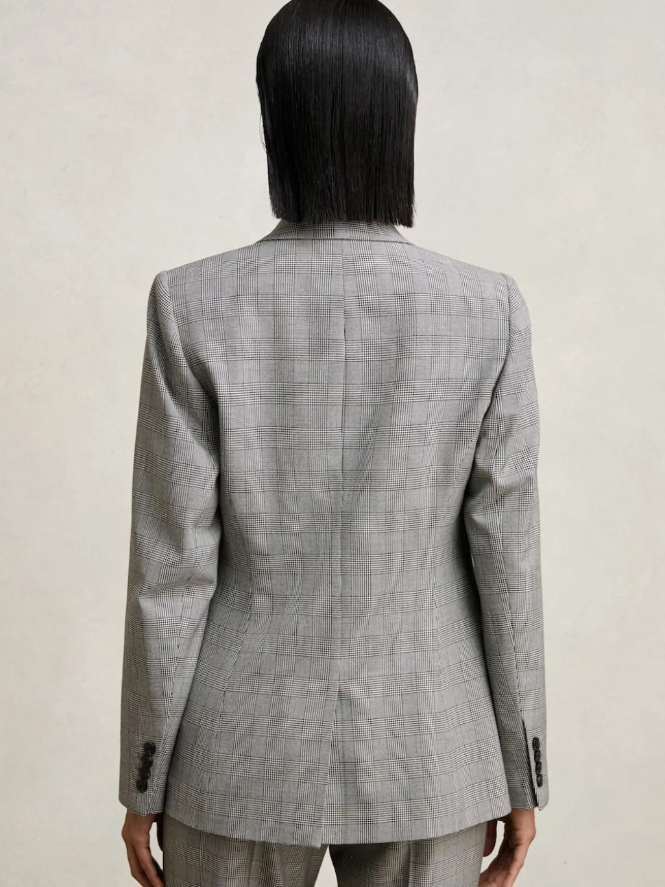 Reiss Grey Brooklyn Single-Breasted Check Suit Blazer
