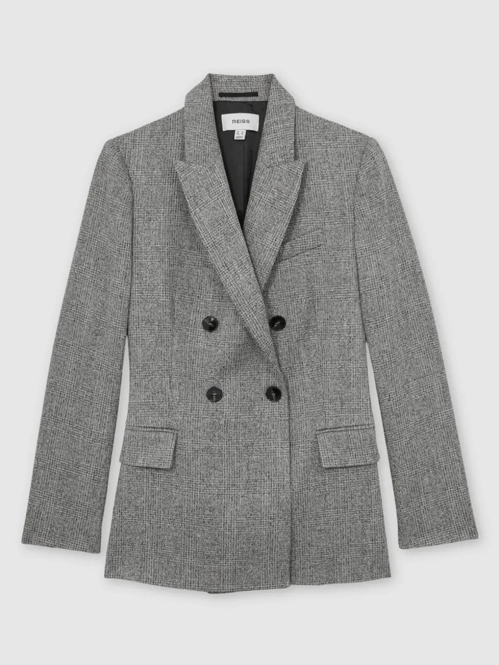 Reiss Grey Darlton Double-Breasted Textured Suit Blazer