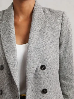 Reiss Grey Darlton Double-Breasted Textured Suit Blazer