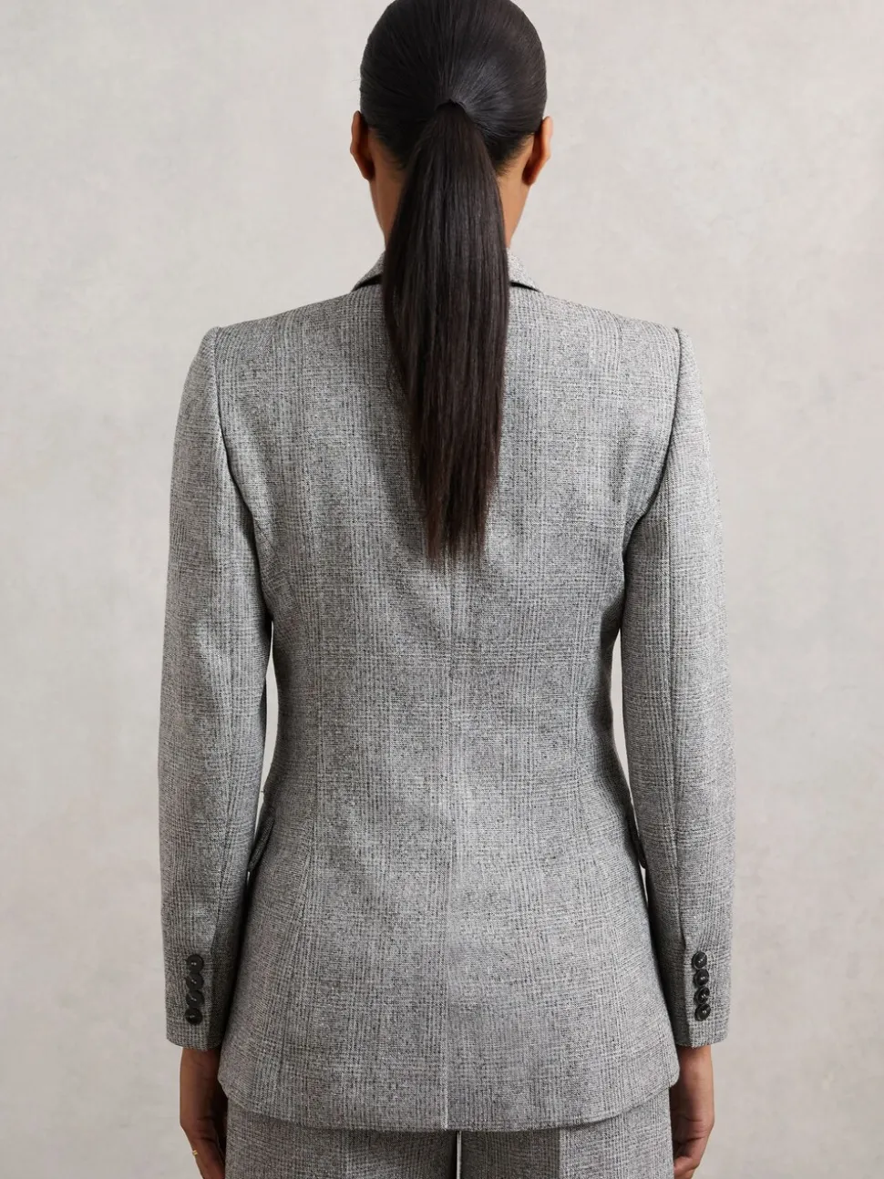 Reiss Grey Darlton Double-Breasted Textured Suit Blazer