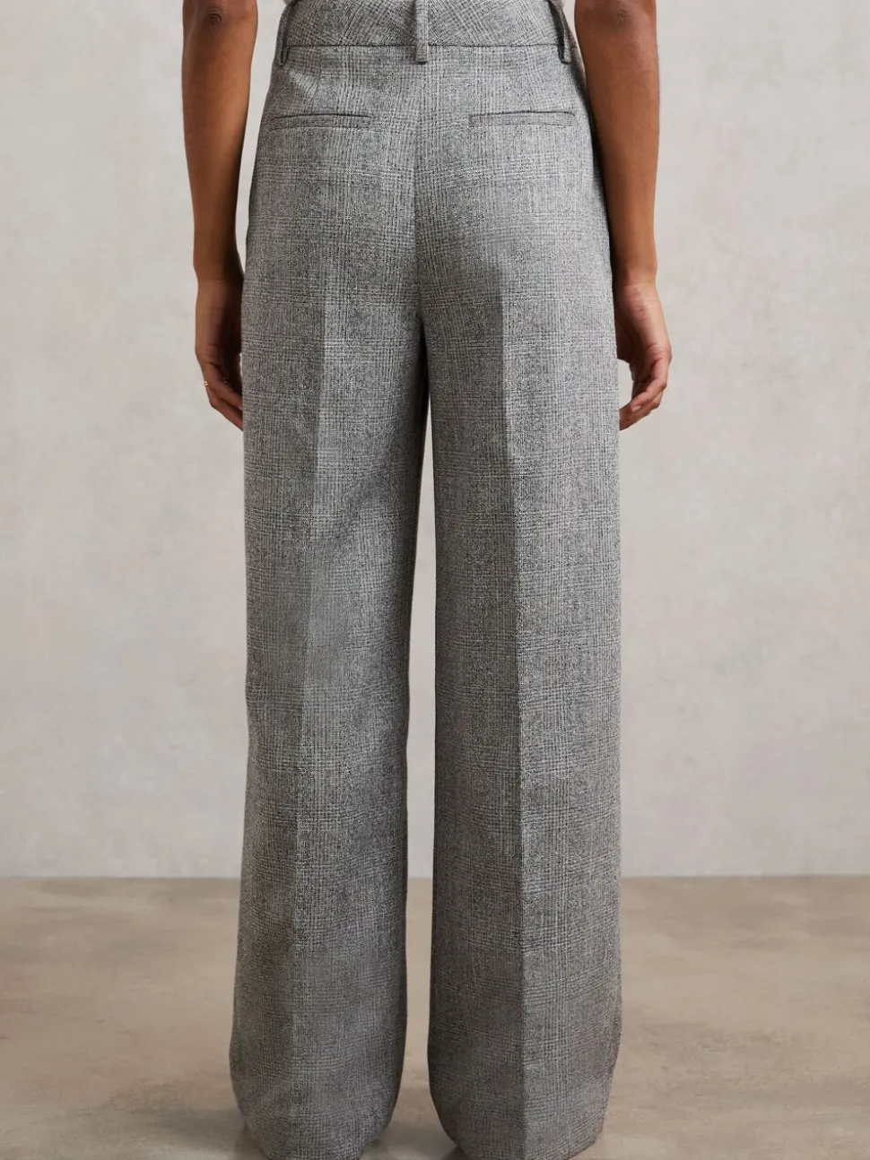 Reiss Grey Darlton Wide-Leg Textured Suit Trousers