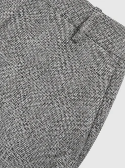 Reiss Grey Darlton Wide-Leg Textured Suit Trousers