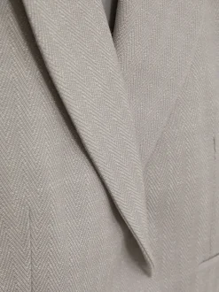 Reiss Grey Harper Double-Breasted Cropped Wool-Blend Blazer