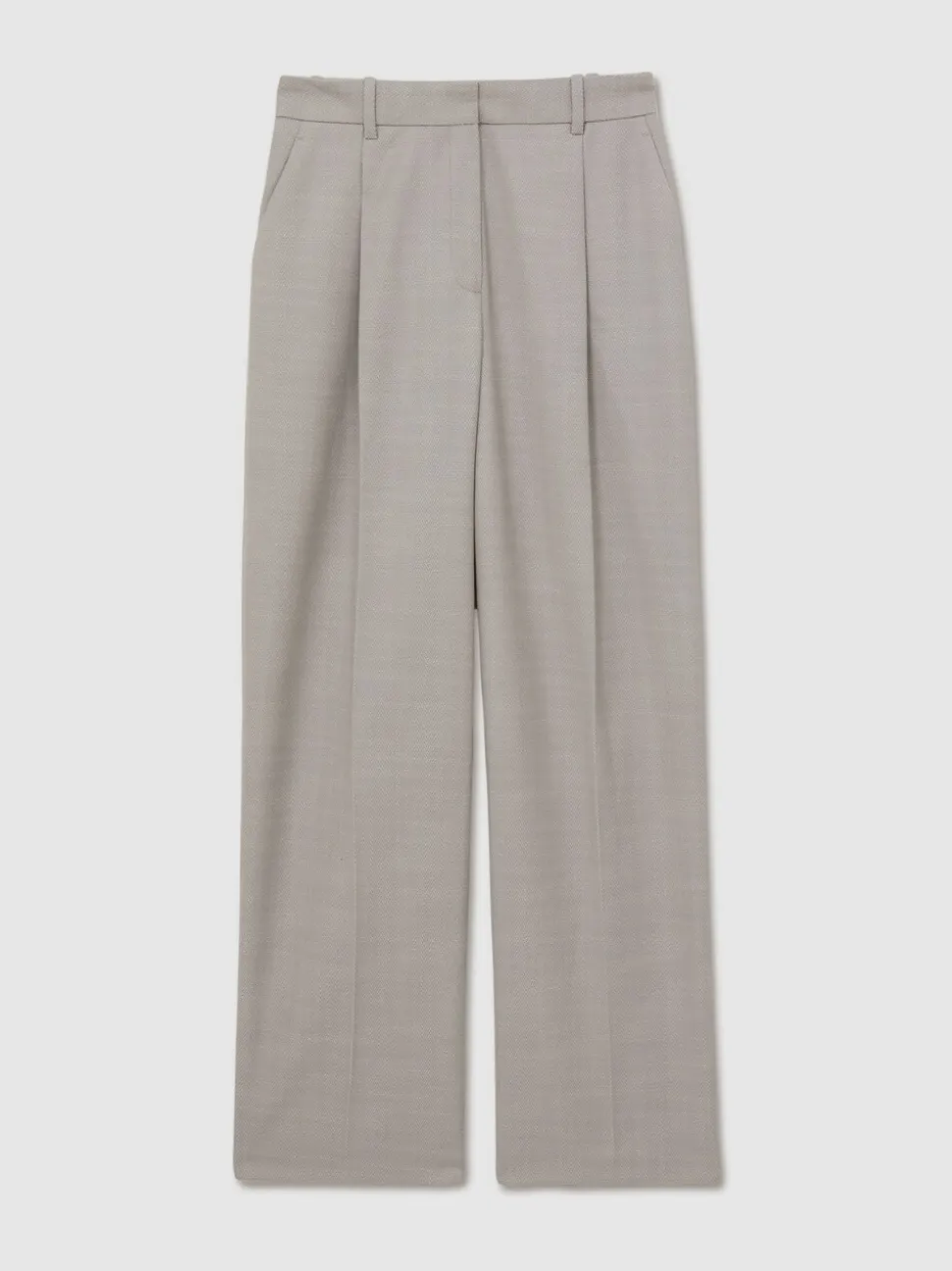 Reiss Grey Harper Wool-Blend Wide-Leg Suit Trousers