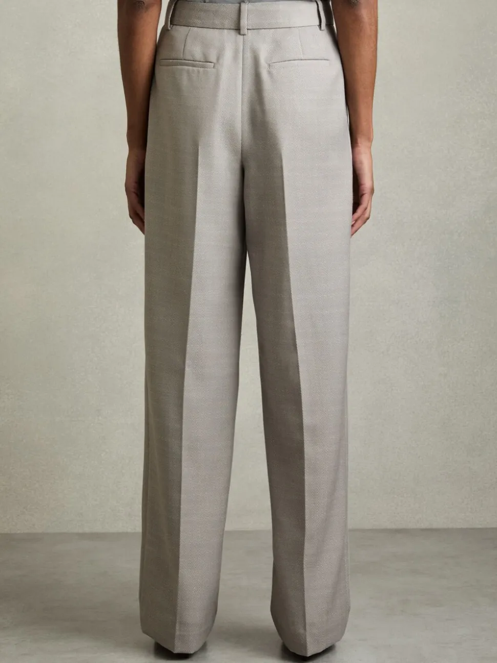 Reiss Grey Harper Wool-Blend Wide-Leg Suit Trousers