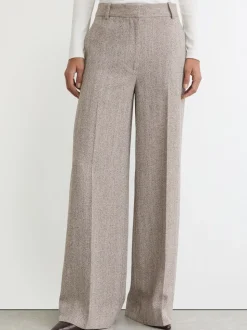 Reiss Grey Isla Wide-Leg Textured Tailored Trousers