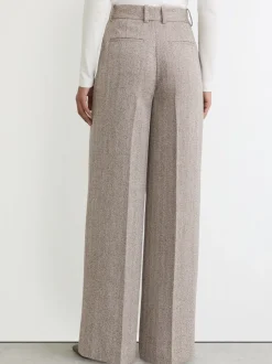 Reiss Grey Isla Wide-Leg Textured Tailored Trousers