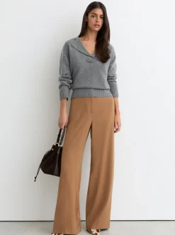 Reiss Grey Marl Flo Wool-Cashmere Collared Knit Jumper