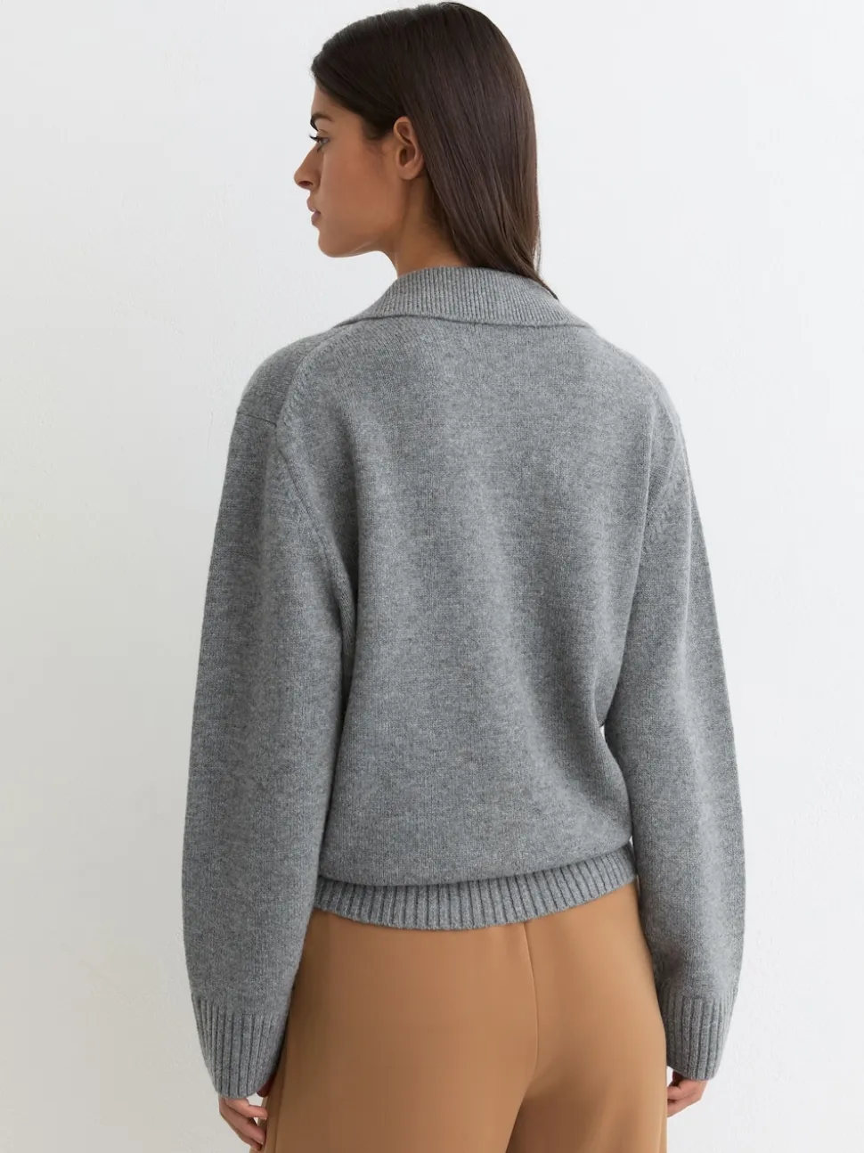Reiss Grey Marl Flo Wool-Cashmere Collared Knit Jumper