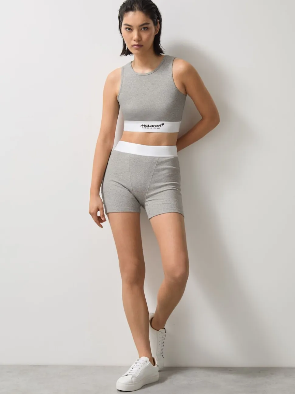 Reiss Grey Melange Sophia McLaren F1 Team Ribbed Boxer Shorts