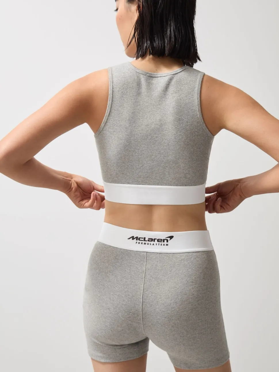 Reiss Grey Melange Sophia McLaren F1 Team Ribbed Boxer Shorts