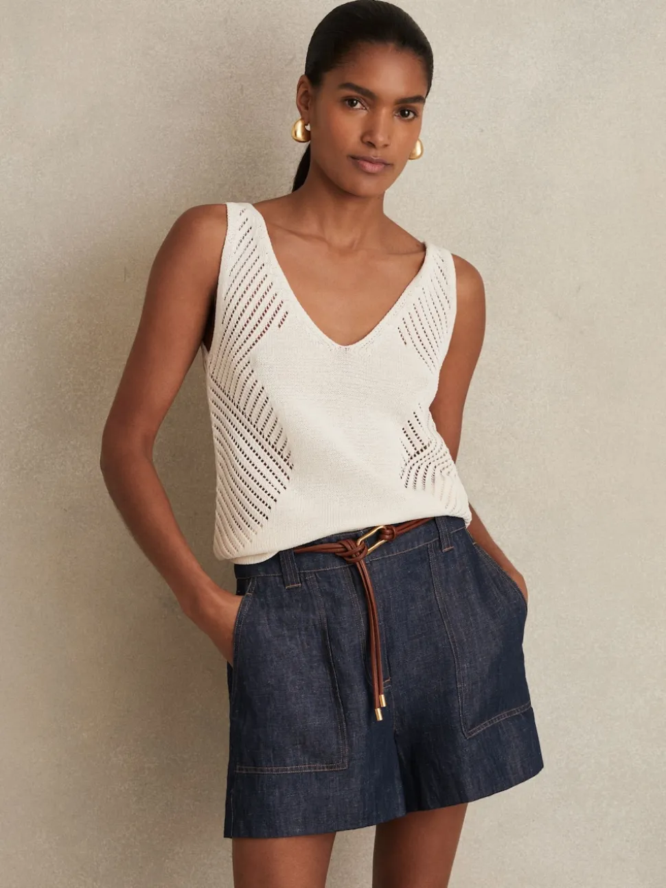 Reiss Indigo Ashby Linen Shorts