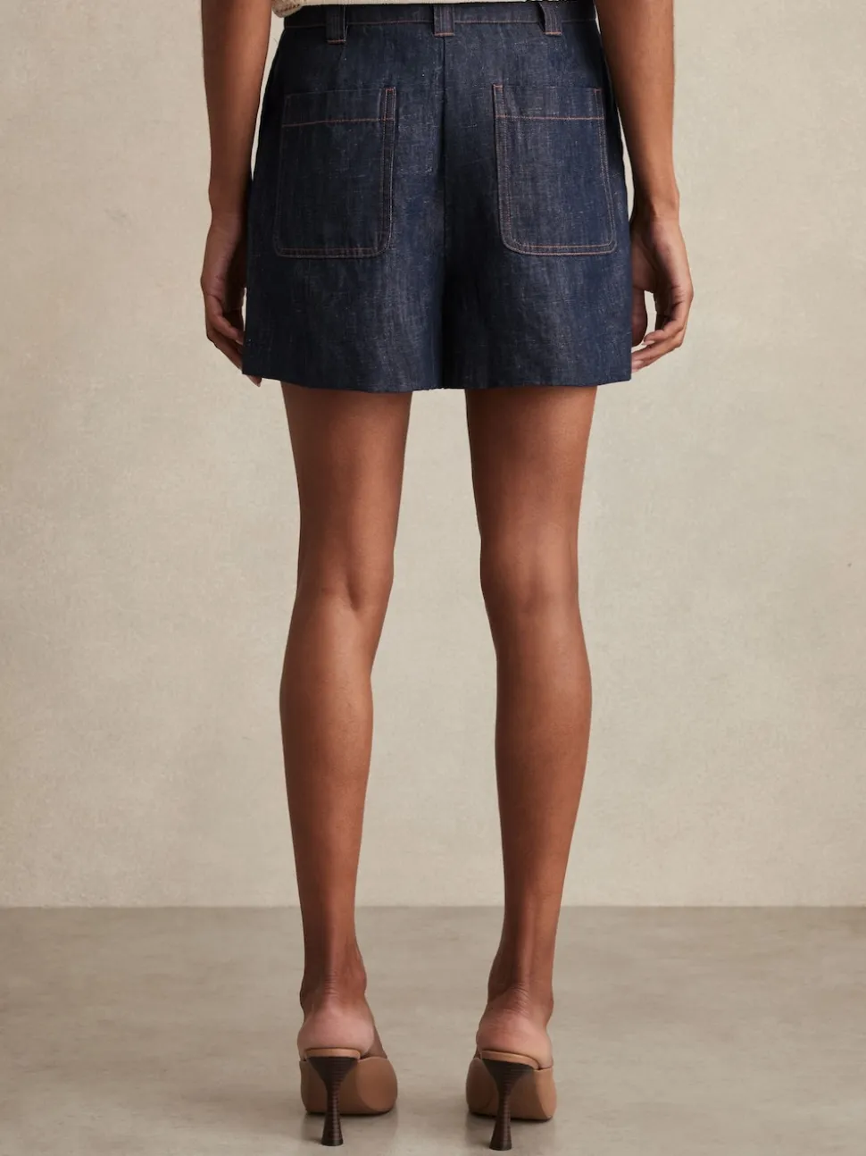 Reiss Indigo Ashby Linen Shorts