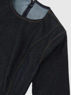 Reiss Indigo Blue Sanata Wide-Leg Open-Back Denim Jumpsuit