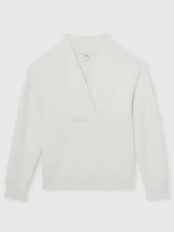 Reiss Ivory Annabel Interlock Shawl-Neck Sweatshirt with Modal