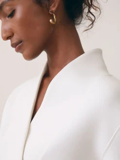 Reiss Ivory Annabel Interlock Shawl-Neck Sweatshirt with Modal