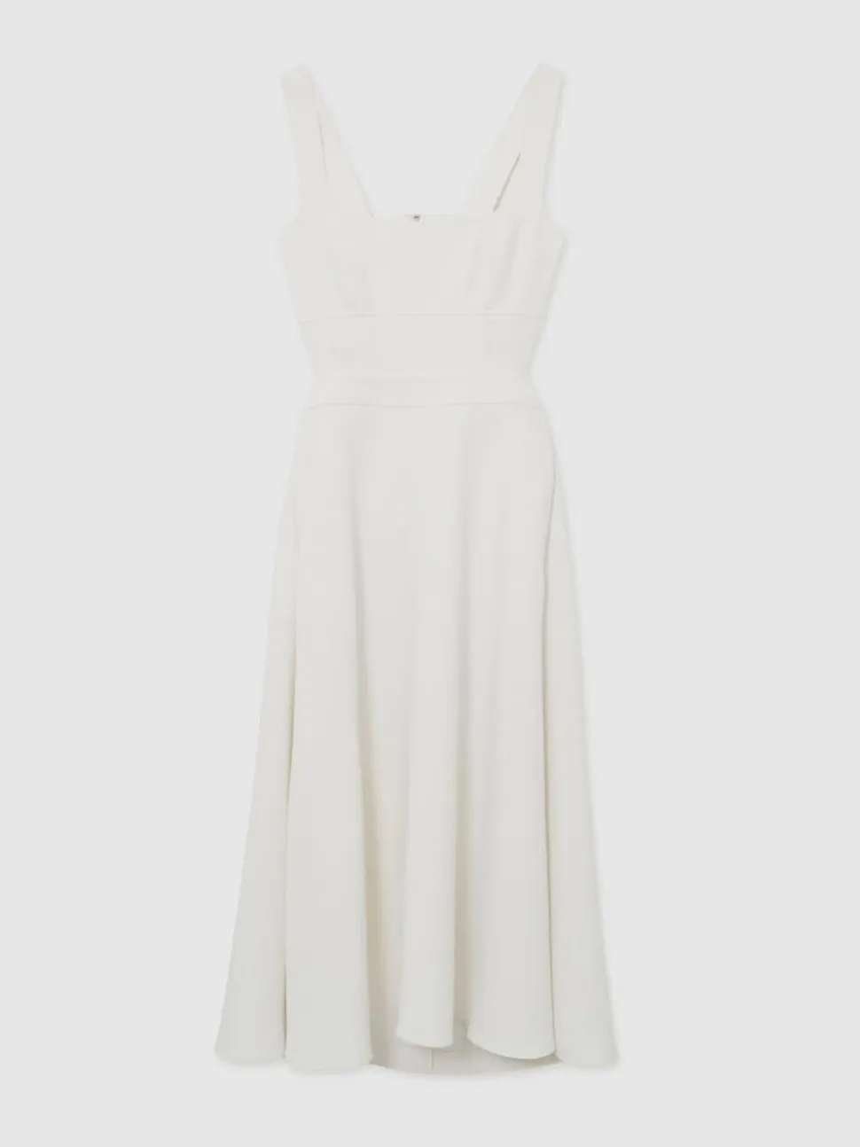 Reiss Ivory Dina Waisted Cut-Out Twill Midi Dress
