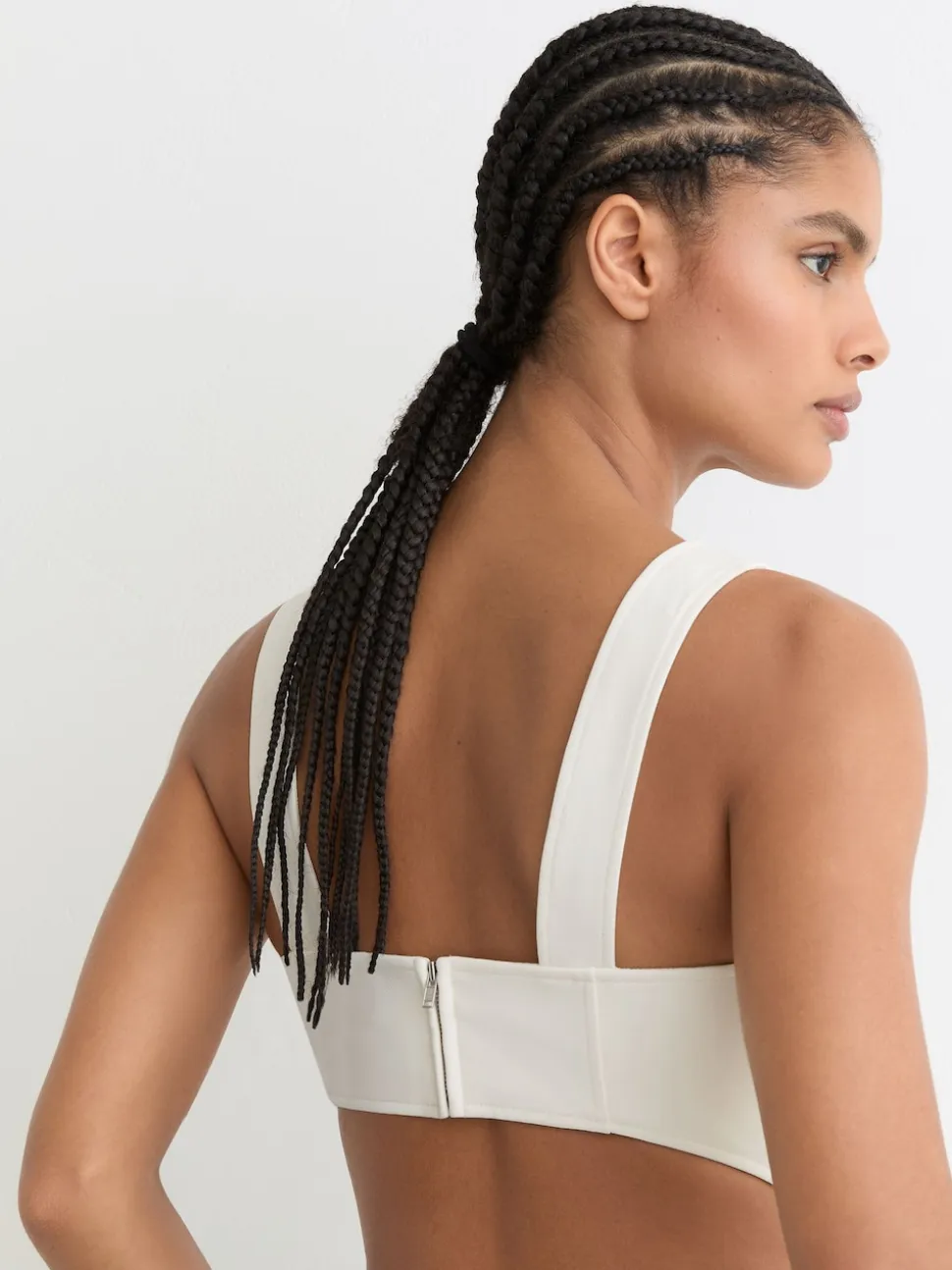 Reiss Ivory Dina Waisted Cut-Out Twill Midi Dress