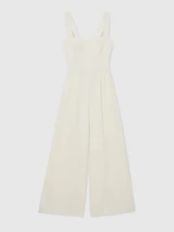 Reiss Ivory Dion Wide-Leg Cut-Out Jumpsuit