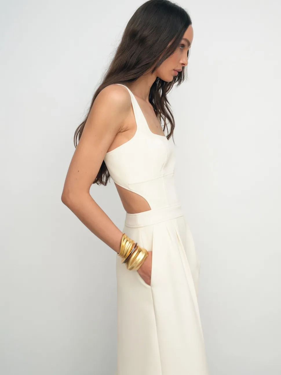 Reiss Ivory Dion Wide-Leg Cut-Out Jumpsuit