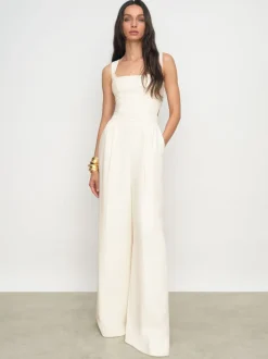 Reiss Ivory Dion Wide-Leg Cut-Out Jumpsuit