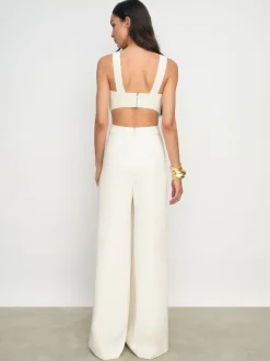 Reiss Ivory Dion Wide-Leg Cut-Out Jumpsuit