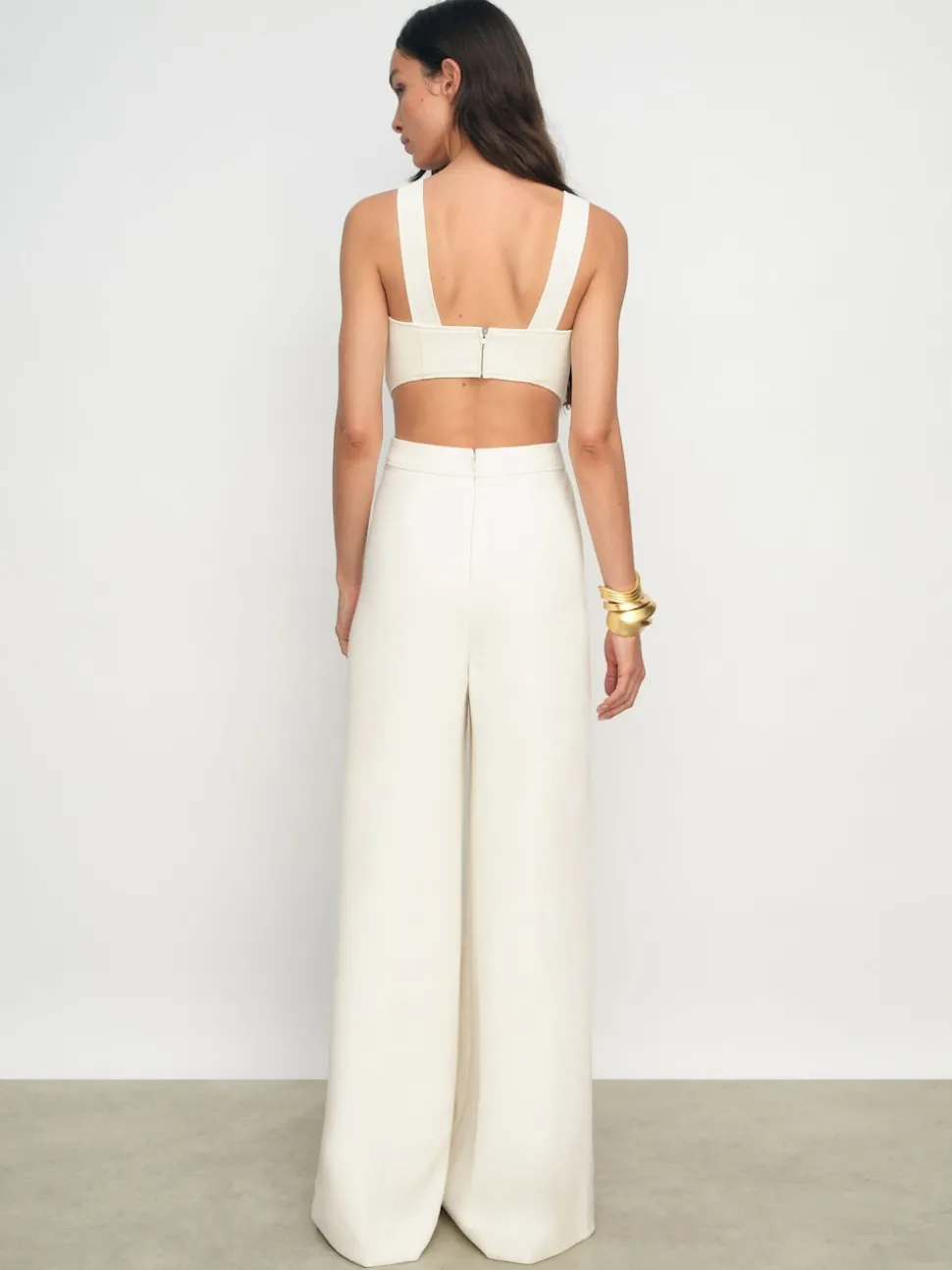 Reiss Ivory Dion Wide-Leg Cut-Out Jumpsuit