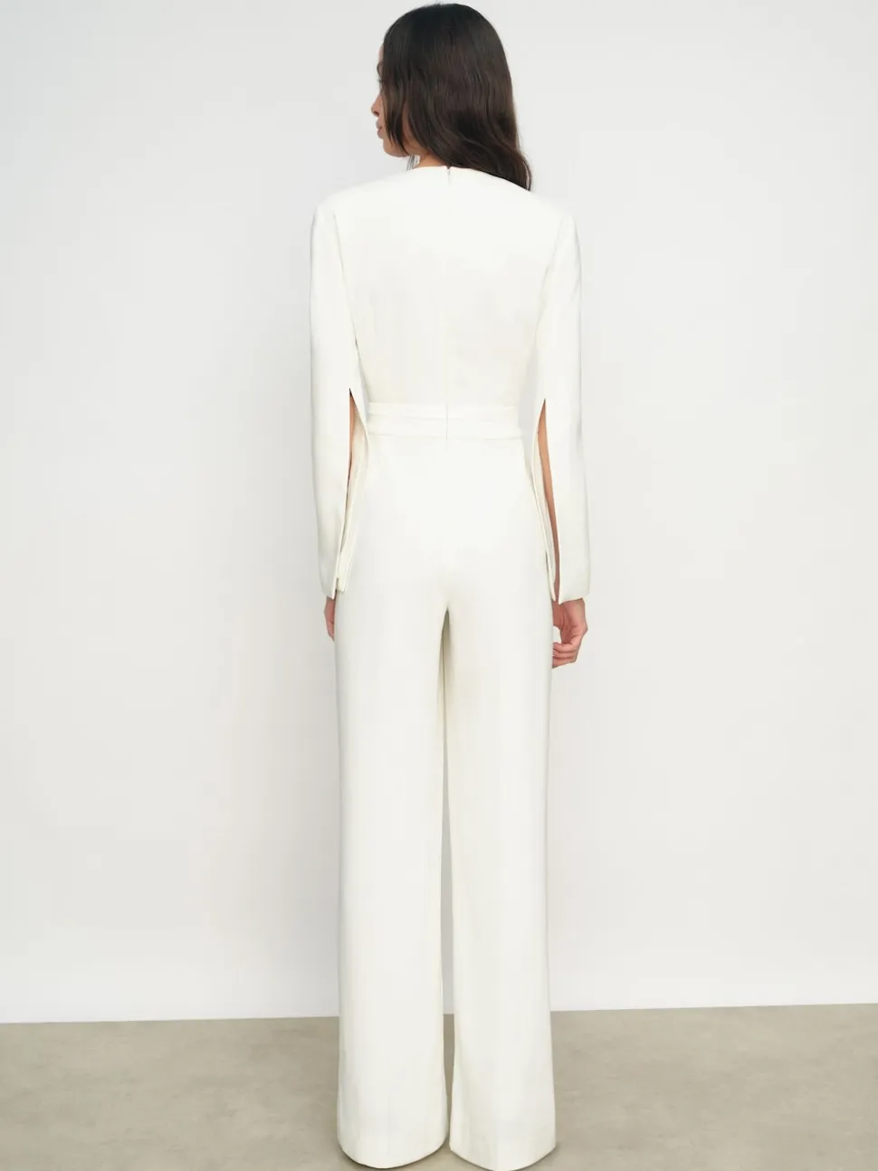 Reiss Ivory Evora Plunge-Neck Split-Sleeve Jumpsuit