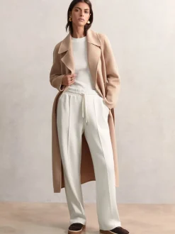 Reiss Ivory Jemma Petite Premium Interlock Wide-Leg Joggers