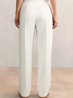 Reiss Ivory Jemma Petite Premium Interlock Wide-Leg Joggers