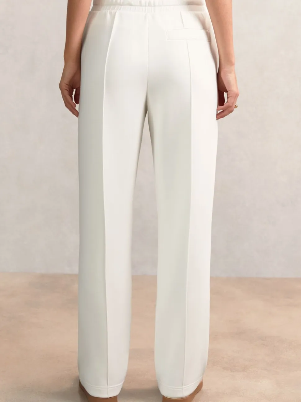 Reiss Ivory Jemma Petite Premium Interlock Wide-Leg Joggers