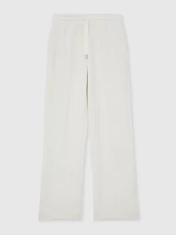 Reiss Ivory Jemma Premium Interlock Wide-Leg Joggers