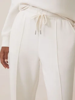 Reiss Ivory Jemma Premium Interlock Wide-Leg Joggers