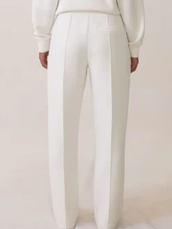 Reiss Ivory Jemma Premium Interlock Wide-Leg Joggers