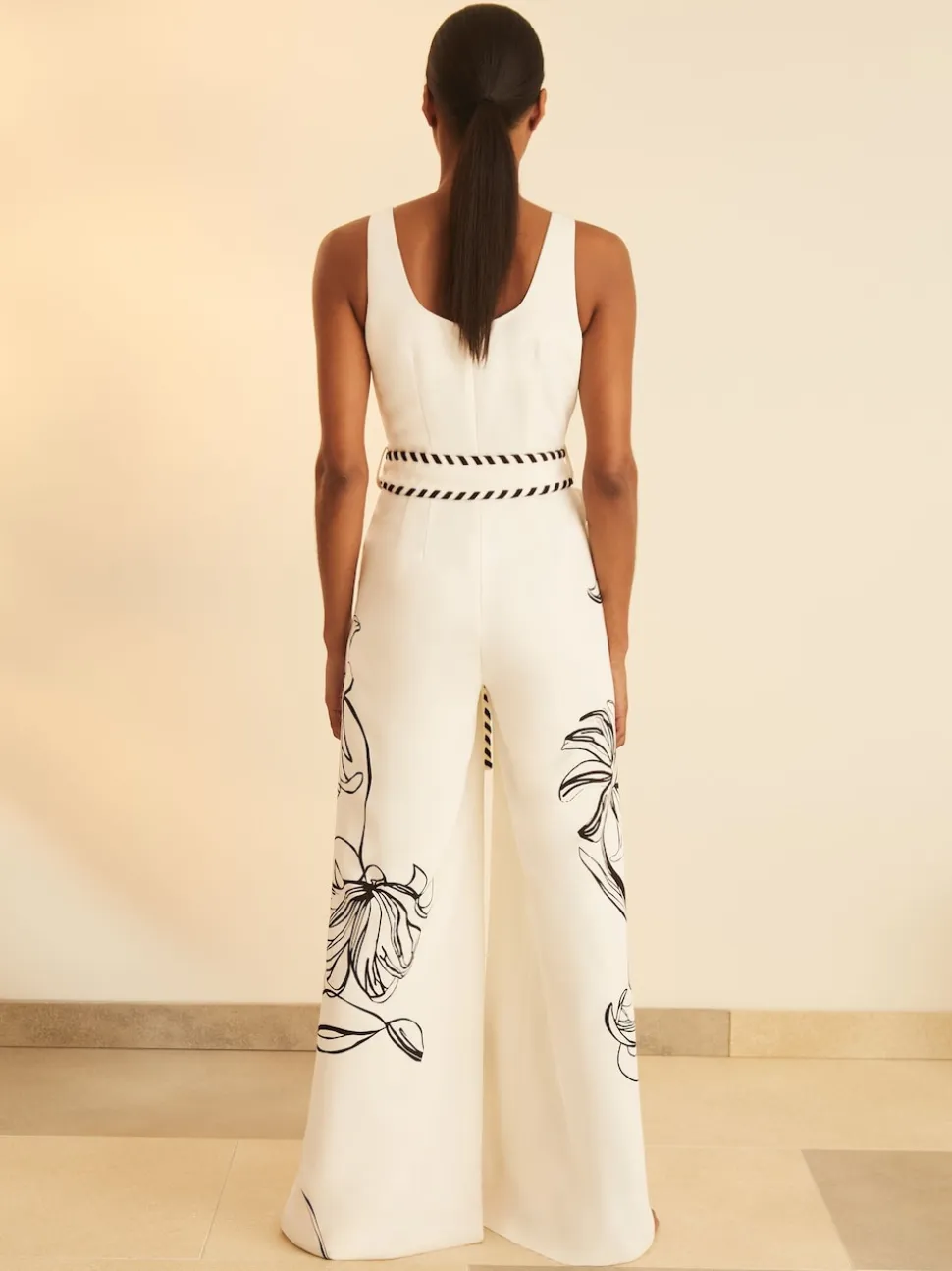 Reiss Ivory/Black Kinsley Reiss | NYBG Floral-Print Jumpsuit