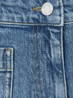 Reiss Mid Blue Kira Mid-Rise Patch Pocket Denim Shorts