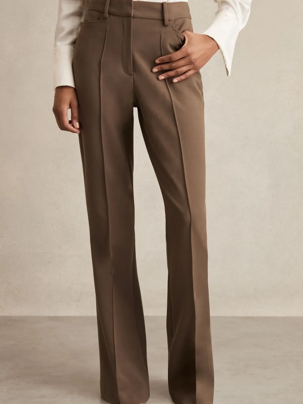 Reiss Mink Neutral Gabi Flared Suit Trousers