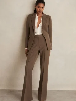 Reiss Mink Neutral Gabi Petite Flared Suit Trousers