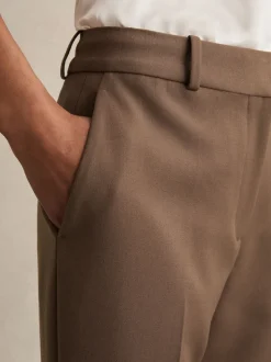 Reiss Mink Neutral Gabi Petite Slim-Fit Suit Trousers