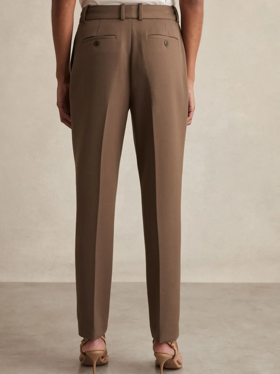 Reiss Mink Neutral Gabi Petite Slim-Fit Suit Trousers