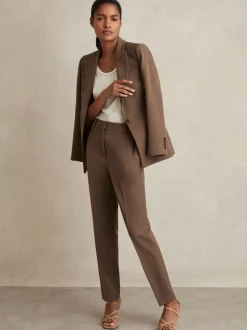 Reiss Mink Neutral Gabi Petite Tailored Single Breasted Suit Blazer