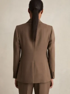 Reiss Mink Neutral Gabi Petite Tailored Single Breasted Suit Blazer