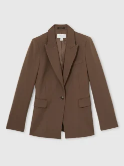 Reiss Mink Neutral Gabi Tailored Single Breasted Suit Blazer