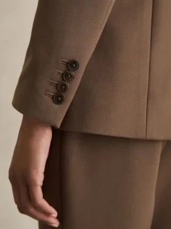 Reiss Mink Neutral Gabi Tailored Single Breasted Suit Blazer