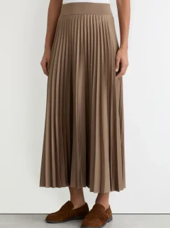 Reiss Mocha Brown Seren Pleated Midi Skirt